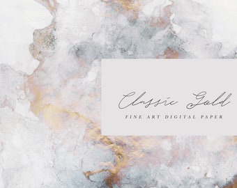 Fine Art Digital Paper - Gold Veins Background - Abstract Background - Ink and Gold Background - Watercolor Digital Paper - Gold and Grey