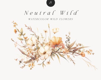 Wild Flowers Clipart - Wild Floral Watercolor Clipart - Wedding Clipart - Floral Clipart - Premade Clipart - Wild Flowers-Watercolor Clipart