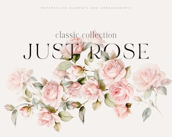 Watercolor Roses Clipart - Roses Clipart - Watercolor Clipart - Wedding Clipart - Classic Roses Clipart - Watercolor Roses - Premade Clipart
