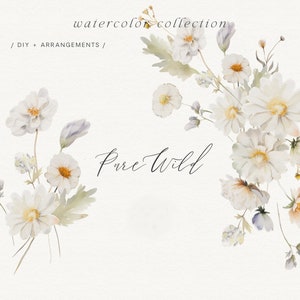 Clipart aquarelle de fleurs sauvages - Clipart floral - Clipart floral sauvage - Clipart mariage - Aquarelle de fleurs - Clipart premade-fleurs sauvages