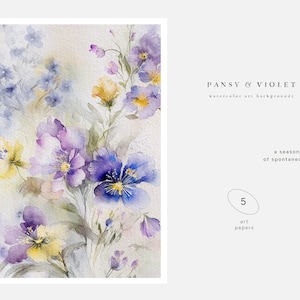 Clipart aquarelle floral - Violet fleurs Clipart - Violet aquarelle - printemps Clipart - aquarelle arrière-plans - papiers numériques-arrière-plans