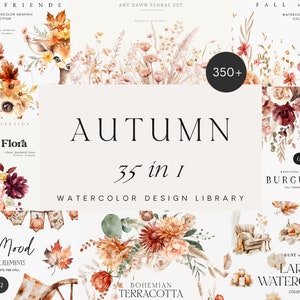 Aquarelle Clipart Bundle - Automne Clipart Bundle - Aquarelle Bundle-Automne Clipart Bundle-Aquarelle Clipart-Aquarelle Graphiques-Automne Bundle