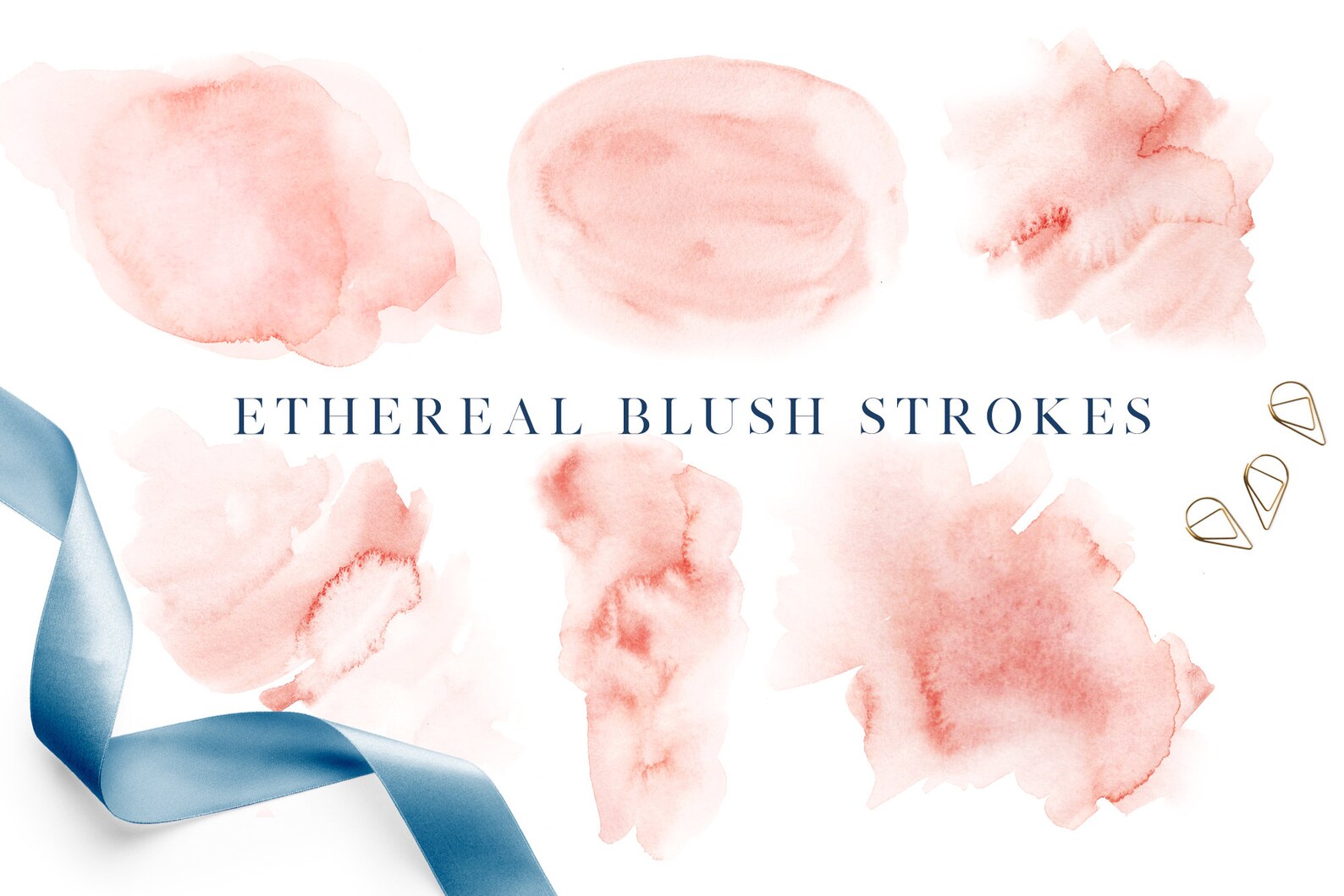 Navy and Blush Watercolor - Blush Watercolor Washes - Navy Watercolor ...