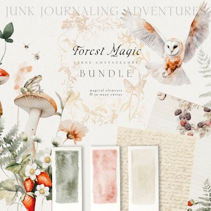 Aquarelle forêt magique Clipart - forêt Clipart - autocollants préfabriqués - champignons Clipart - hibou Clipart - Premade Pages Clipart - aquarelle