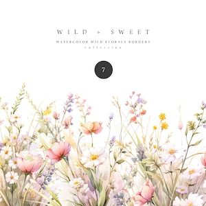 Wilde bloemen - wilde bloemen clipart - bloemen clipart - bloemenranden clipart - premade randen - premade clipart - aquarel clipart