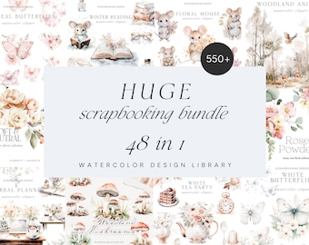 Watercolor Clipart Bundle - Scrapbook Clipart Bundle - Watercolor Bundle-Scrapbooking Clipart -Watercolor Clipart-Watercolor Graphics-Bundle