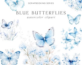 Aquarel vlinders clipart-stickers clipart-aquarel clipart-aquarel bloemen clipart-bruiloft clipart-blauwe vlinders clipart