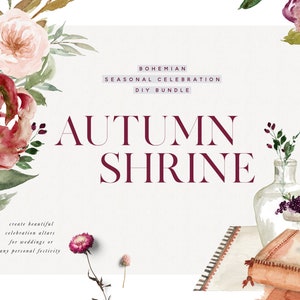 Herbst Boho Aquarell Grafik Set - Burgund Blush Florals - Herbst Blumen - Herbst Clipart - Herbst Clipart - Marsala - Boho Clipart
