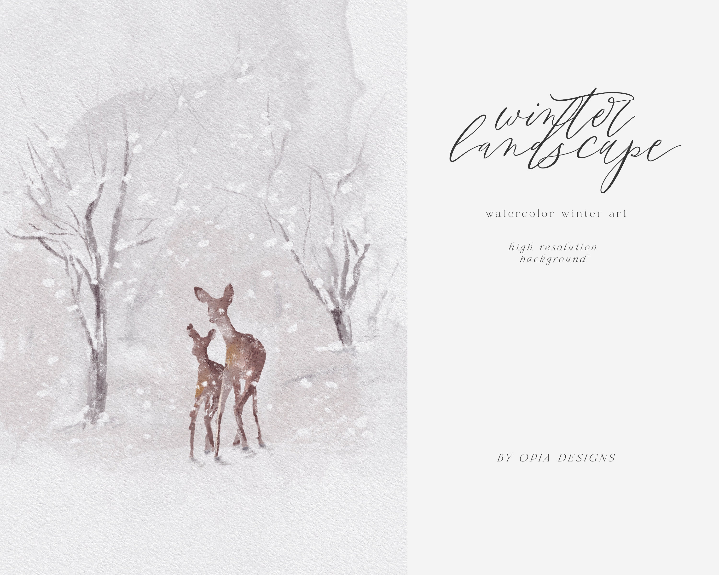 Watercolor Background - Winter Woodland Background - Christmas Clipart ...