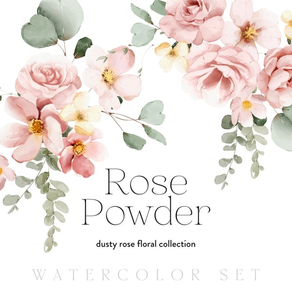 Watercolor Rose Clipart - Floral Clipart - Roses Clipart - Wedding Clipart - Watercolor Clipart -Premade Roses Bouquets-Dusty Roses Clipart