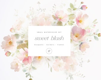 Floral aquarelle Clipart - fleurs fard à joues - ensemble floral aquarelle - bouquets de fleurs premade - mariage clipart - clipart floral fard à joues