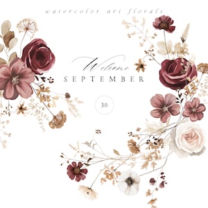 Clipart aquarelle florale - Clipart floral automne - Clipart floral - Clipart mariage - Clipart aquarelle - Clipart premade - fleurs d'automne
