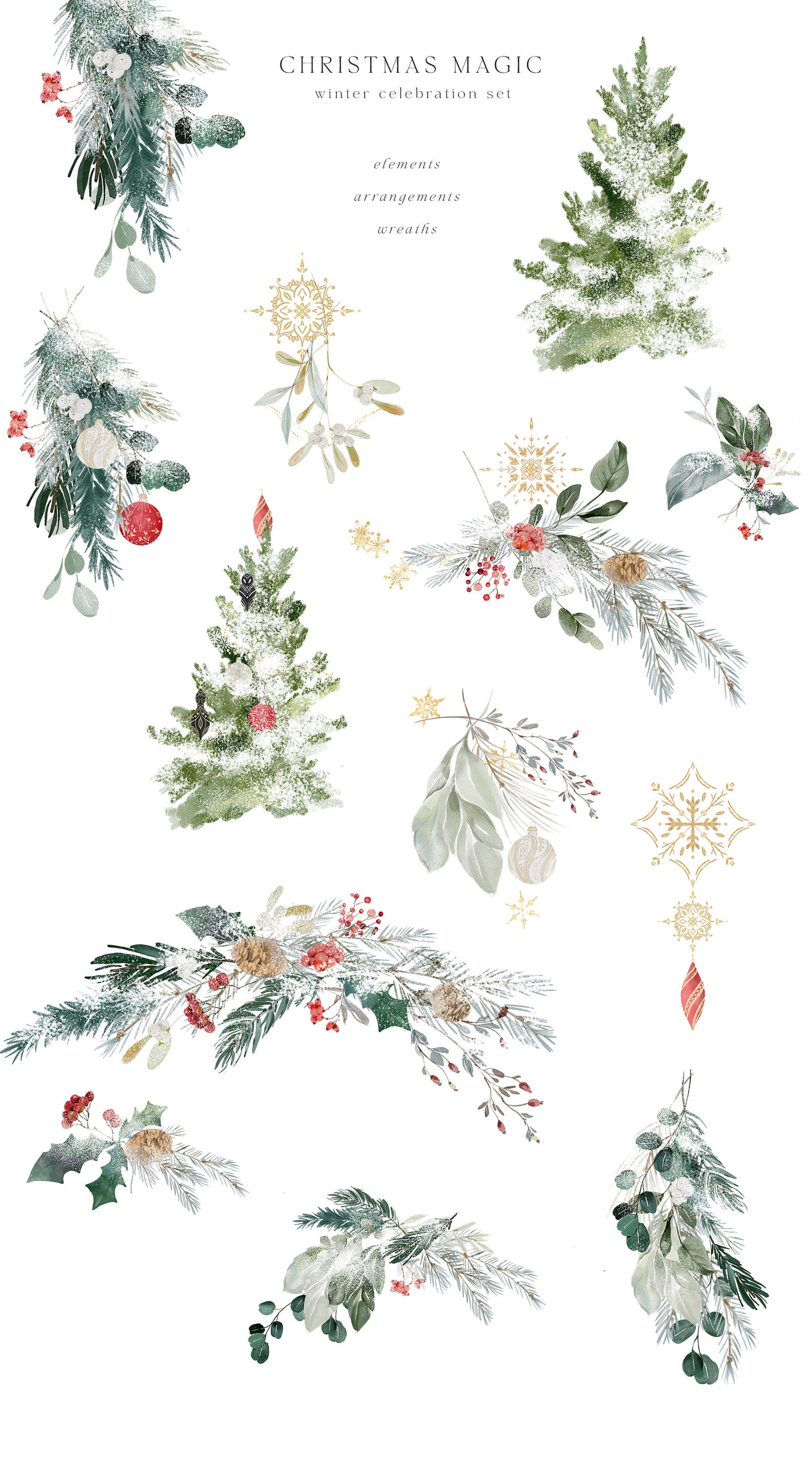 Christmas Watercolor Clipart Winter Clipart Watercolor - Etsy