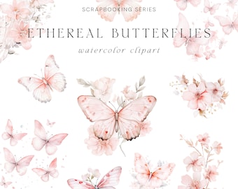 Watercolor Butterflies Clipart - Stickers Clipart - Watercolor Clipart - Watercolor Floral Clipart - Wedding Clipart - Butterflies Clipart