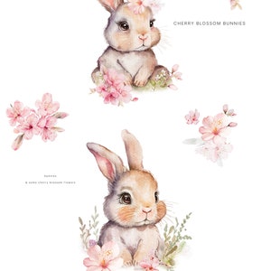 Watercolor Bunnies Clipart - Nursery Spring Clipart - Children - Cherry ...