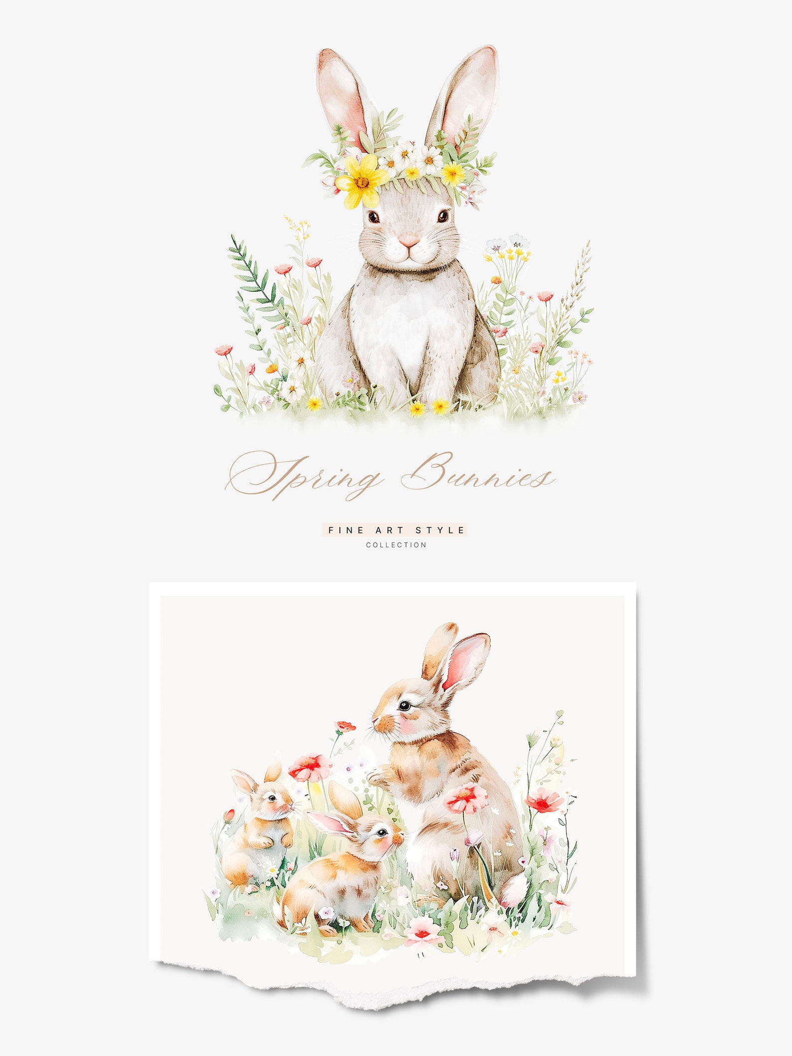 Watercolor Bunnies Clipart - Nursery Spring Clipart - Spring Clipart ...