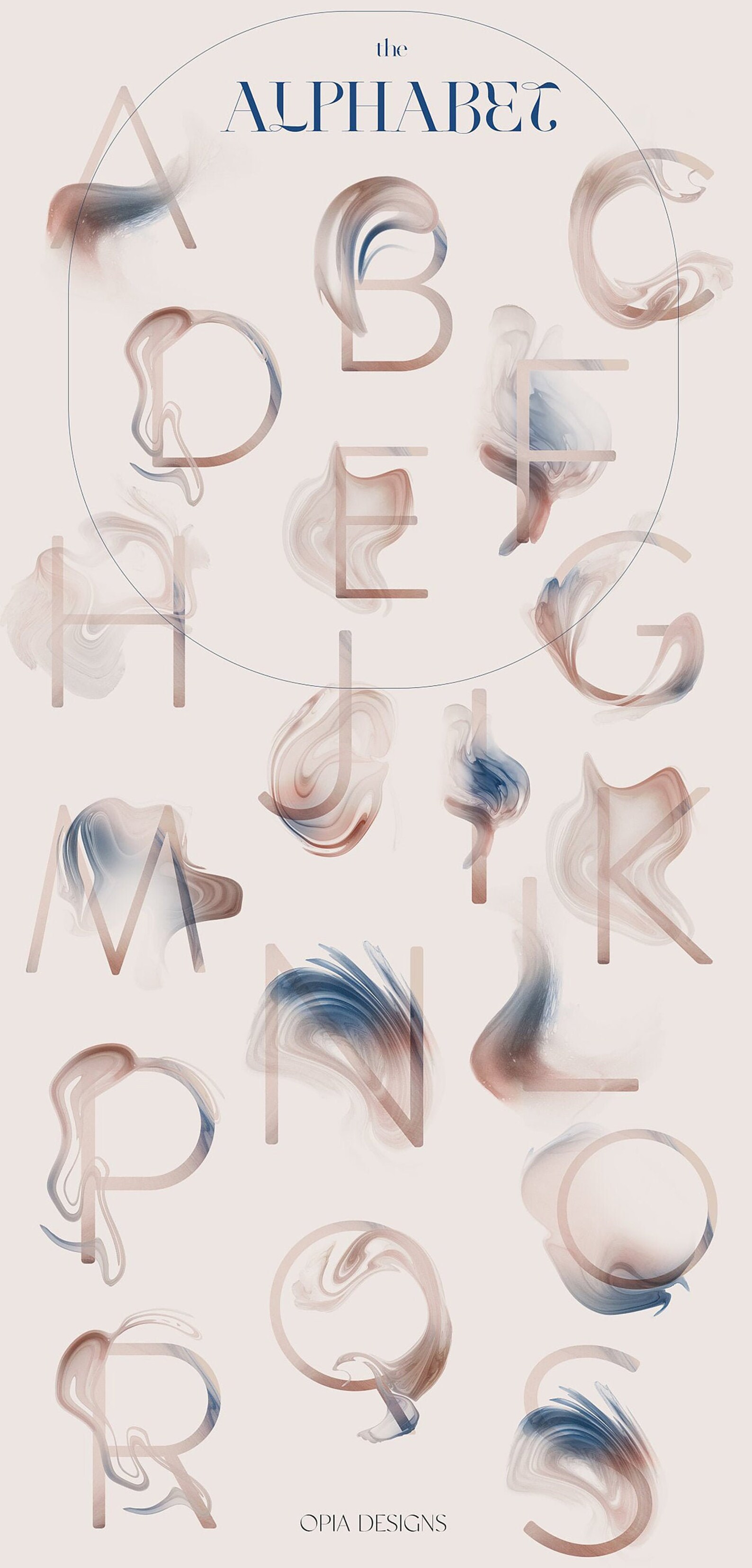 Abstract Alphabet Clipart Abstract Alphabet Abstract Art | Etsy