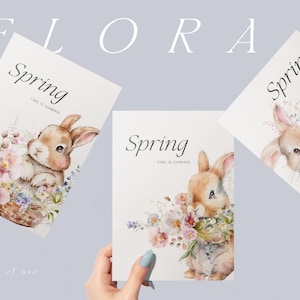 Bunnies Clipart - Nursery Spring Clipart - Children - Cherry Blossom ...