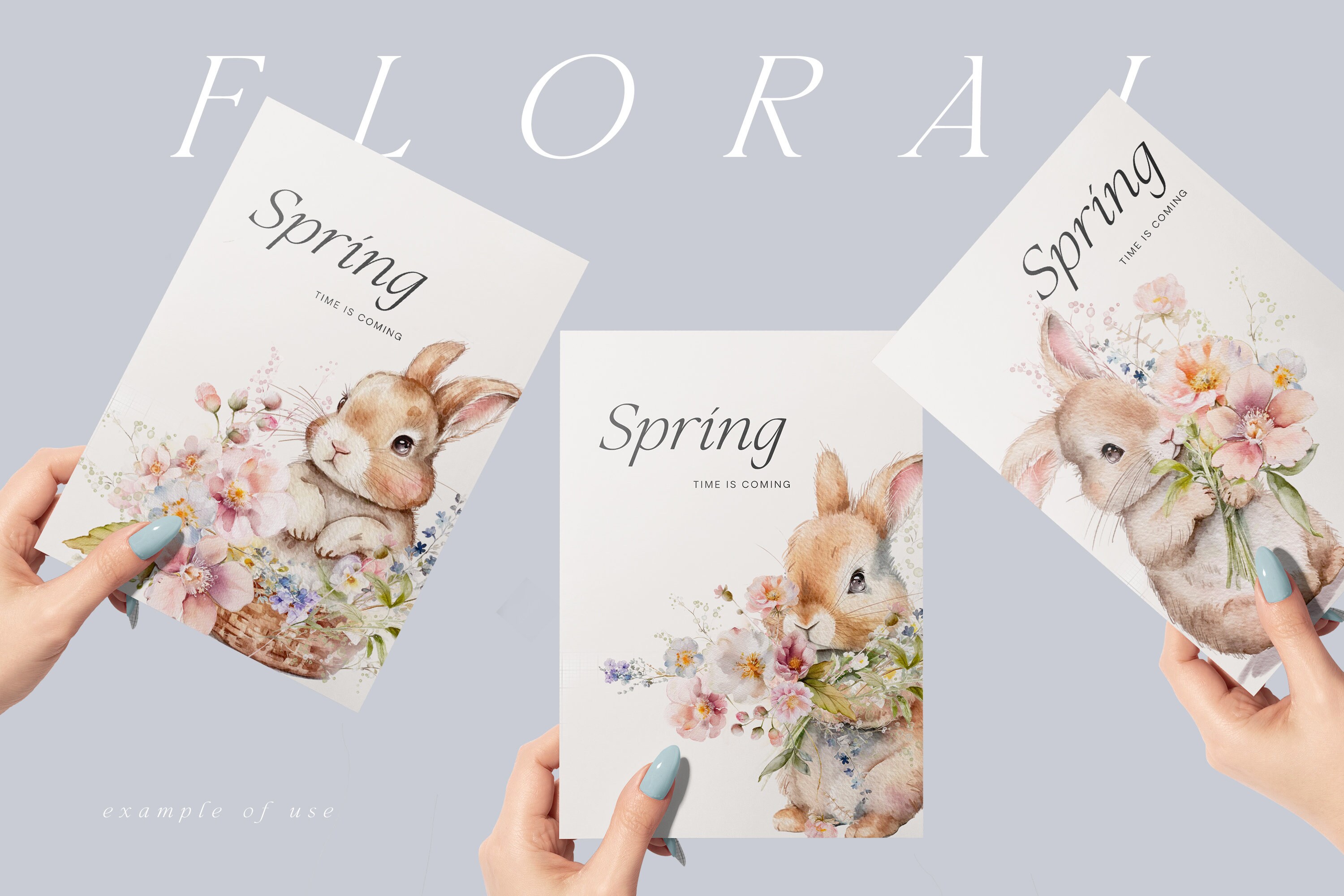 Bunnies Clipart - Nursery Spring Clipart - Children - Cherry Blossom ...