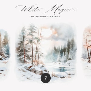 Winter Aquarell Landschaften - Aquarell Landschaften - Landschaften Clipart - Winterszenen - Winter Clipart - Fine Art Aquarell Landschaften