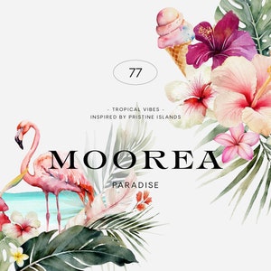 Clipart acquerello tropicale - Clipart estivo - Clipart tropicale - Clipart paesaggi tropicali - Clipart acquerello - Clipart tropicale estivo