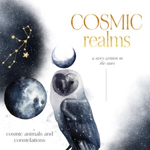 Aquarell kosmische Tiere - Astronomie Clipart - Sternbilder Clipart - Sterne Clipart - Stardust Clipart -Aquarell Clipart-Kosmische Clipart