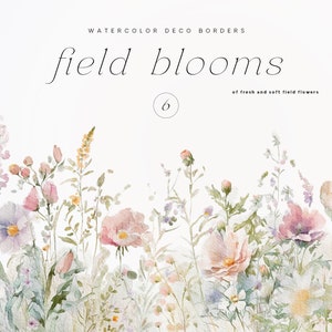Aquarel bloemenranden - bloemenranden - wilde bloemen - aquarel bloemen clipart - premade randen - bruiloft clipart - grenzen clipart