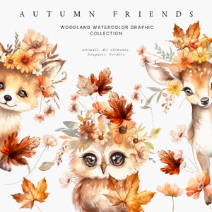 Aquarelle automne animaux Clipart - aquarelle pépinière Clipart - pépinière Clipart - aquarelle Clipart - Woodland animaux Clipart - automne Art