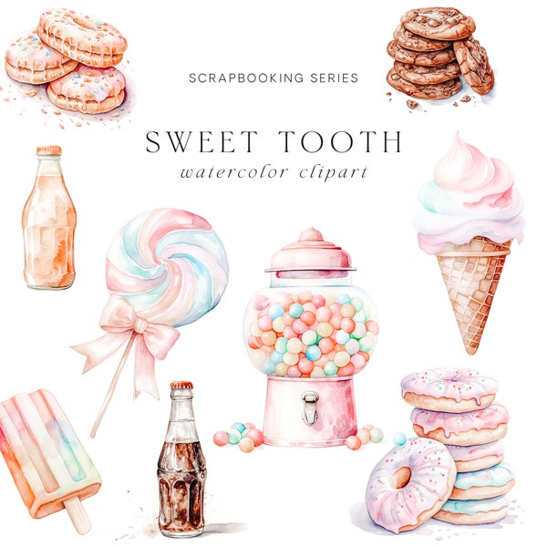 Watercolor Deserts Clipart - Candy Clipart - Watercolor Clipart - Watercolor Sweets Clipart-Nursery Clipart-Premade Clipart-Stickers Clipart