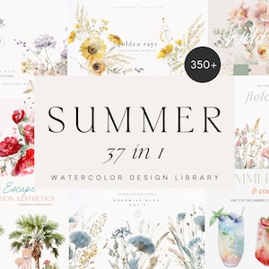 Sommer Aquarell Clipart Bundle - Sommer Clipart Bundle - Aquarell Clipart Bundle - Opia Designs Bundle - Aquarell Clipart - Aquarell