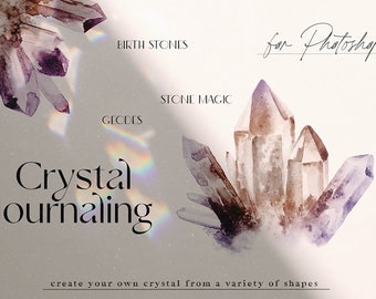 Crystal Journaling  Clipart, Crystal Clipart, Gems Clipart, Amethysts Clipart, Clipart, Watercolor Clipart, Crystal Wedding Clipart,Crystals