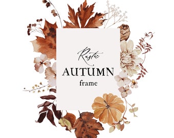 Premade Frame, Watercolor Floral Frame, Floral Clipart, Autumn Clipart, Clipart,Fall Frame Clipart,Floral Clipart,Wedding Clipart,Frame
