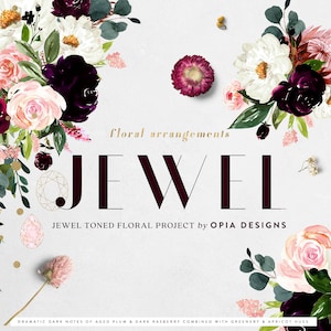 Bordeaux Blush aquarelle Floral Clipart - Bourgogne Blush Bouquets - Bourgogne Blush Arrangements - Jewel Tone Florals - Bourgogne aquarelle