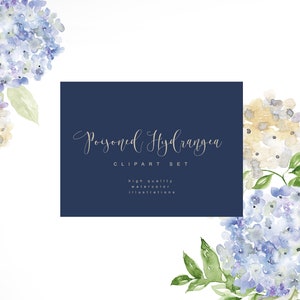 Ortensia acquerello Clipart - Clipart ortensie blu - acquerello floreale Set - fiori blu - matrimonio Clipart - Clipart di Hortensia
