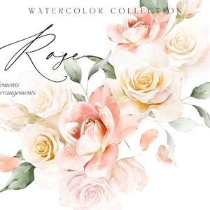 Roses Watercolor Clipart - Roses Clipart - Floral Clipart - Wedding Clipart - Blush Roses - Watercolor Clipart - Premade Roses Bouquets