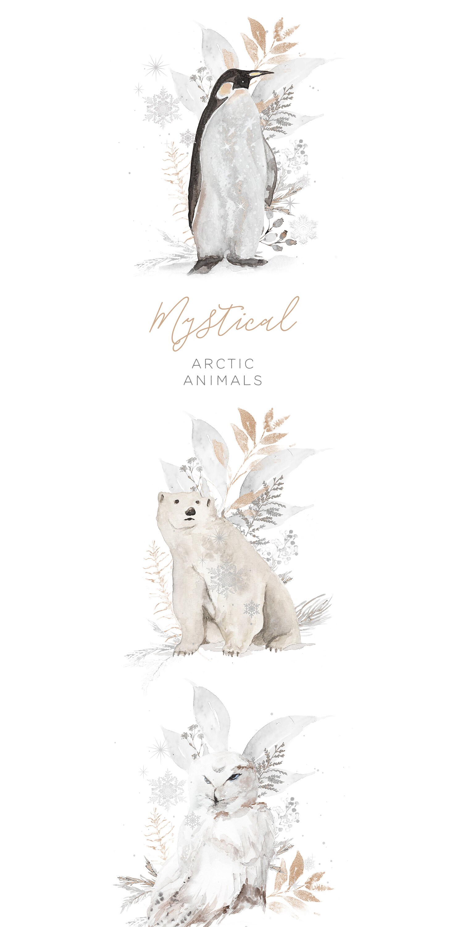 Watercolor Winter Arctic Animals Snow Owl Arctic Fox | Etsy Canada