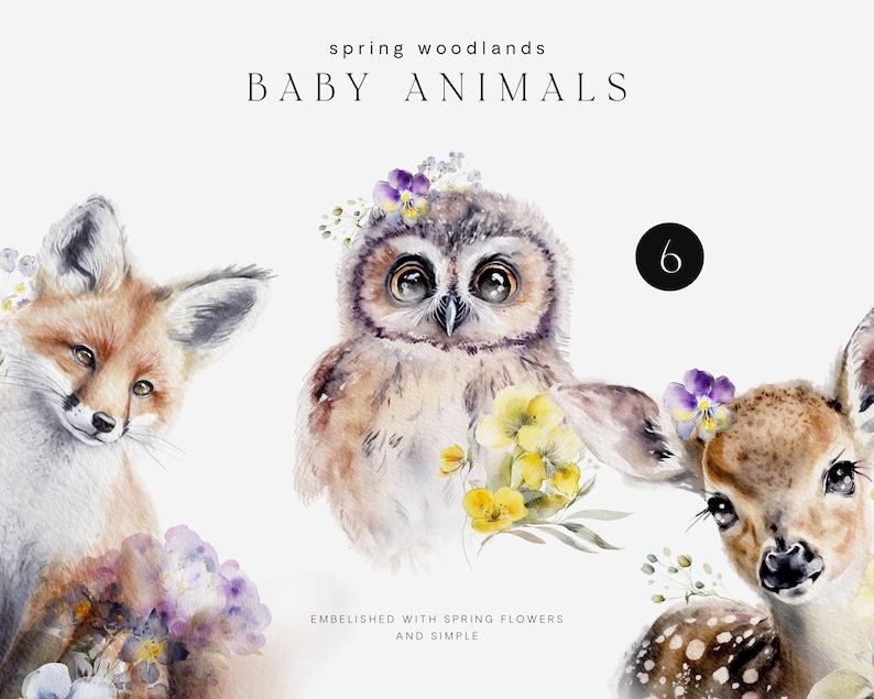 Baby Animals Watercolor Clipart - Nursery Clipart - Spring Clipart ...