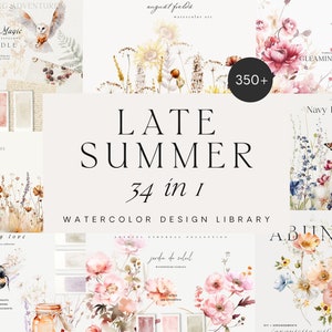 Watercolor Clipart Bundle - Late Summer Clipart Bundle - Watercolor Bundle - Opia Designs Bundle - Watercolor Clipart - Watercolor Graphics
