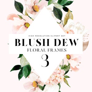 Watercolor Blush Floral Frames, Geometric Frame Designs, Hydrangea Clipart. Spring Clipart, Watercolor Hydrangea, Blush Florals, Frames