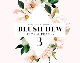 Aquarel Blush Floral Frames, Geometrische Frame Designs, Hydrangea Clipart. Lente Clipart, Aquarel Hortensia, Blush Bloemen, Frames