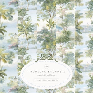 Aquarell Tropische nahtlose Muster - Tropische Muster - Scrapbook Papier - Aquarell Muster - Digitales Papier - Nahtlose Muster