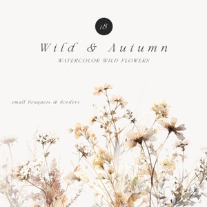 Wild herfst bloemen clipart-herfst clipart-aquarel wilde bloemen-val bloemen clipart-wild bloemen clipart-bruiloft clipart-grenzen