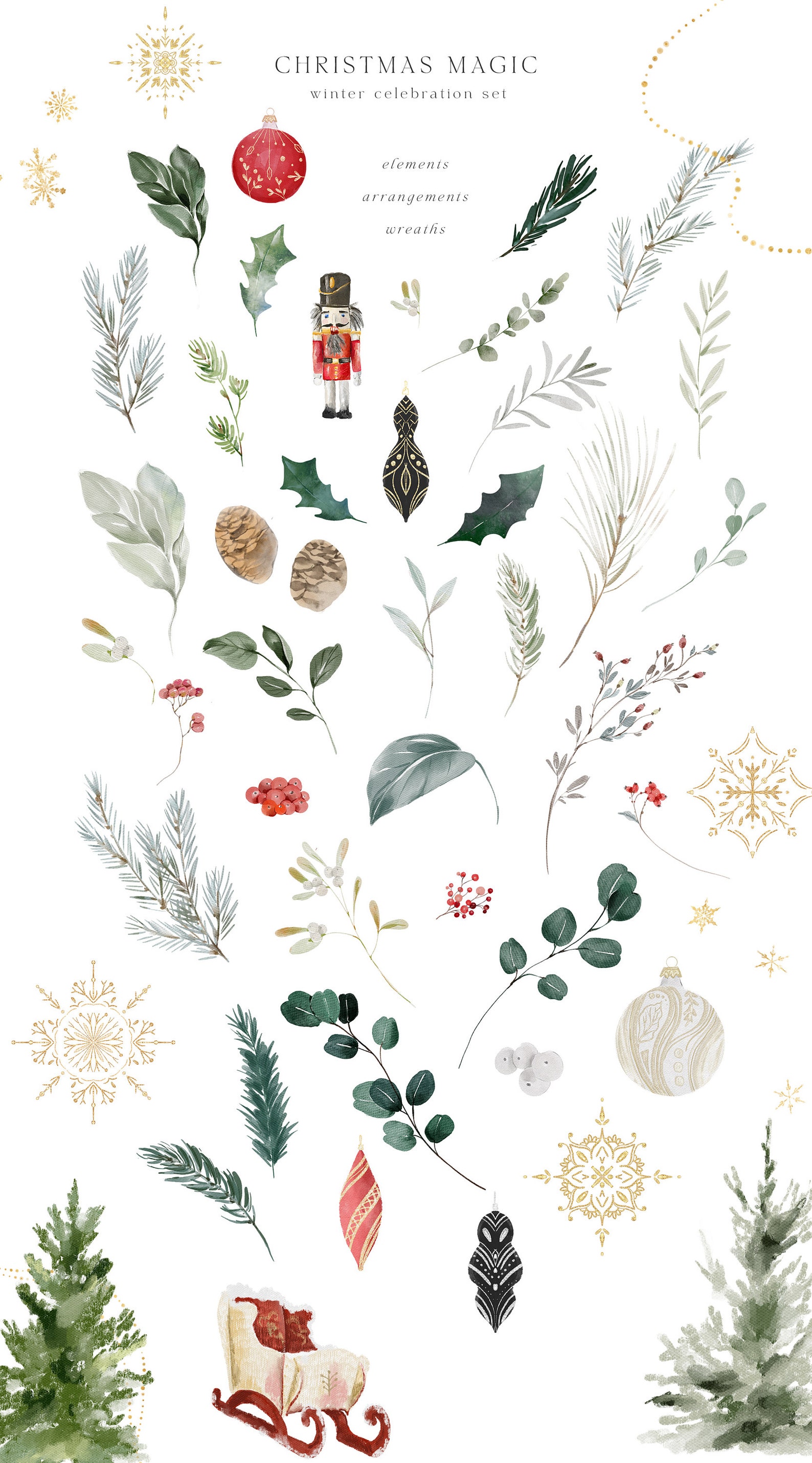 Christmas Watercolor Clipart Winter Clipart Watercolor - Etsy