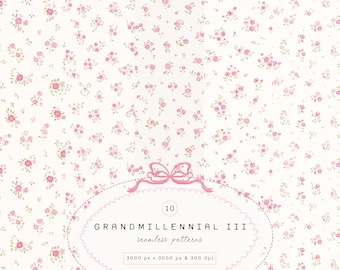Watercolor Grandmillennial Seamless Patterns - Granny Chic - Seamless Patterns - Grandmillennial Patterns - Whimsical Florals-Digital Papers