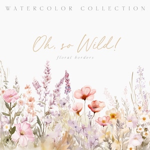 Wild Floral Clipart - Floral Watercolor Borders - Premade Clipart - Wedding Clipart - Floral Borders - Watercolor Clipart - Wild Flowers Art