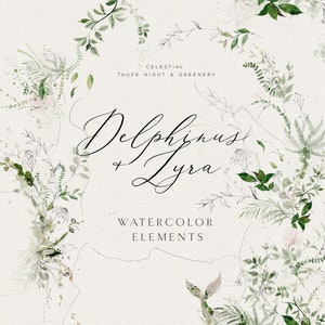 Aquarelle verdure Clipart - éléments individuels bricolage - aquarelle vignes - aquarelle lune - feuilles - aquarelle brindilles - plantes vertes