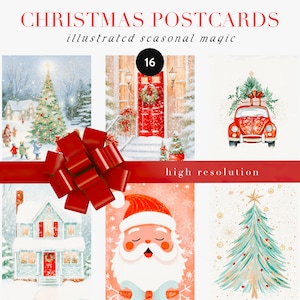 Aquarell Weihnachtspostkarten - Weihnachtspostkarten - Weihnachtshintergründe - Digitale Papiere - Weihnachtscliparts - Karten Clipart -Weihnachten