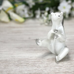 Vintage Hand Painted Porcelain Polar Bear Drasche Hungarian Porcelain - Hand Painted Porcelain Bear Figurine - Art deco  - Retro