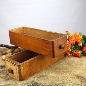 Singer sewing machine table drawers, two single wooden drawer work box, Wood Drawer/Box, Wooden Utensil Holder, Kitchen Storage, Plant Box