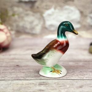Vintage Duck porcelain, Hungarian Bodrogkeresztur Porcelain, &#39;70s, Made in Hungary, HandPainted Figurine, Porcelain bird